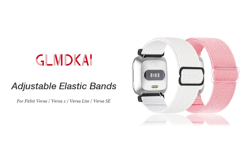 5 Pack Elastic Nylon Bands Compatible with Fitbit Versa / Versa 2 / Versa Lite / Versa SE for Women Men, Adjustable Breathable Fabric Sport Elastic Wristband for Fitbit Versa Smart Watch Combination 1 - GLMADKAI