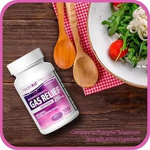 HealthA2Z Gas Relief 100 Counts | Simethicone 250mg Maximum Strength | Fast Gas Relief | Relieve Symptoms Naturally - Directions