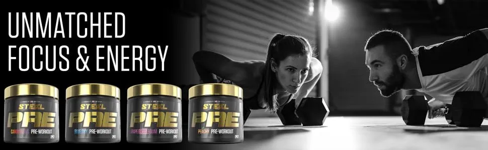 Steel Supplements PRE-Workout| Clean Energy | Intense Focus | PH Balanced Creatine | Antioxidant | Increased Pump | 30 Servings (Candy Bliss) - pre GMP