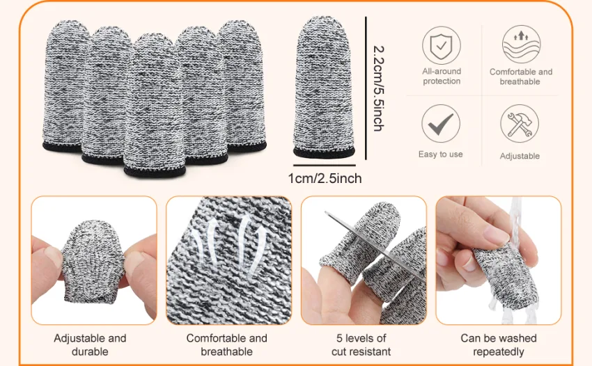 20 Pieces Cut Resistant Finger Cots Finger Sleeve Protectors Reusable Finger Covers Finger Protection Cots for Kitchen Work Sculpture Supplies - product information 2