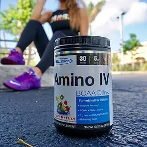 PEScience Amino IV, Raspberry Grape, 60 Scoop, BCAA and EAA Powder with Electrolytes - girl for women bcaa eaa recovery powder essential aminos xtend scivation core eaa bcaa pescience
