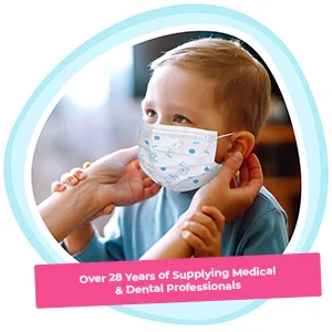 Pac-Dent iMask Premium ASTM Level 3 Kid Face Masks with Adjustable Nose Piece and Soft Ear Loops 50-Pack, Pink - kids mask soft earloops