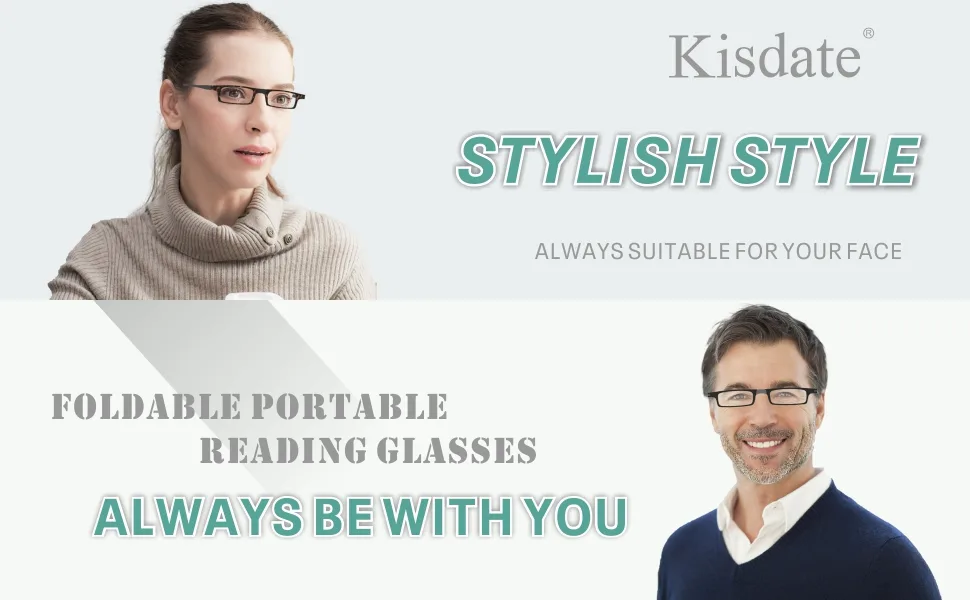 Ultra-light and Thin Foldable Reading Glasses Kisdate Folding Readers for Men Women Compact Portable Rectangle Eyewear Case Black 1.5 Diopters - STYLISH STYLE, FOLDABLE PORTABLE READING GLASSES ALWAYS BE WITH YOU ALWAY SUITABLE FOR YOUR FACE