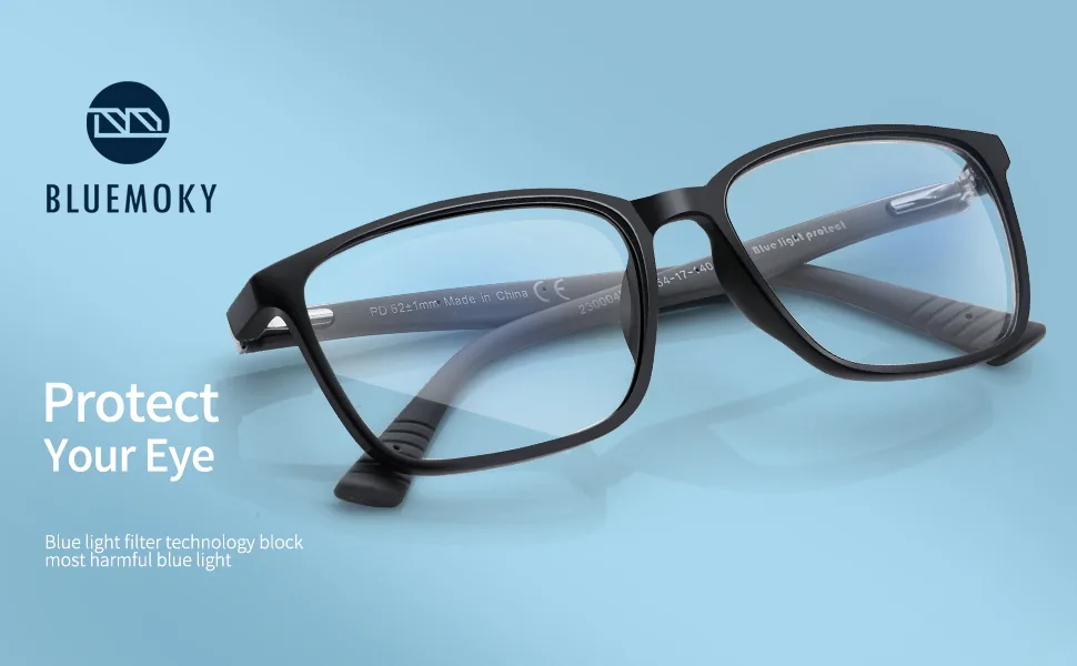 BLUEMOKY Blue Light Reading Glasses for Men,Sport Square Frame Readers, Anti Glare Computer Glasses Black 200.0 x - Model example