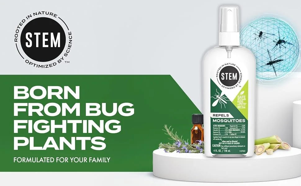 STEM for Mosquitoes: DEET Free Spray with Botanical Extracts; 4 fl. oz. Pack of 1 - Banner 1