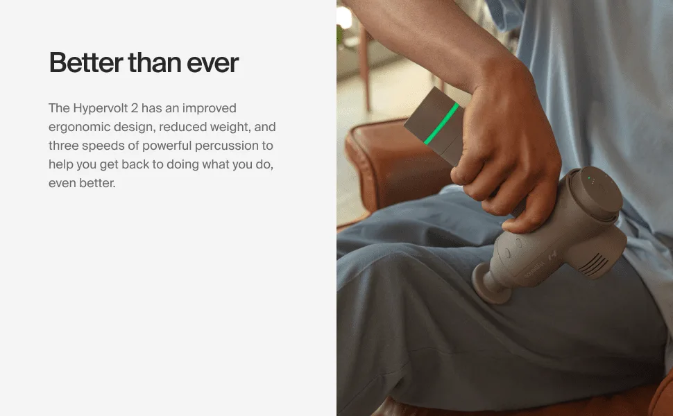 Hypervolt 2 - Featuring Quiet Glide Technology - Handheld Percussion Massage Gun | 3 Speeds, 5 Interchangeable Heads | Helps Relieve Sore Muscles and Stiffness - Better than ever