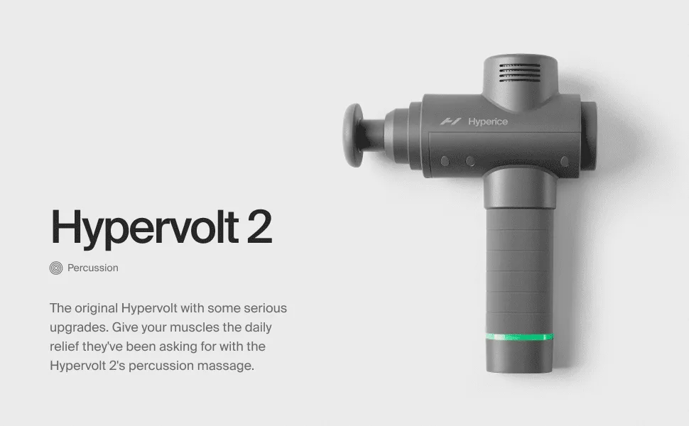 Hypervolt 2 - Featuring Quiet Glide Technology - Handheld Percussion Massage Gun | 3 Speeds, 5 Interchangeable Heads | Helps Relieve Sore Muscles and Stiffness - Hypervolt 2