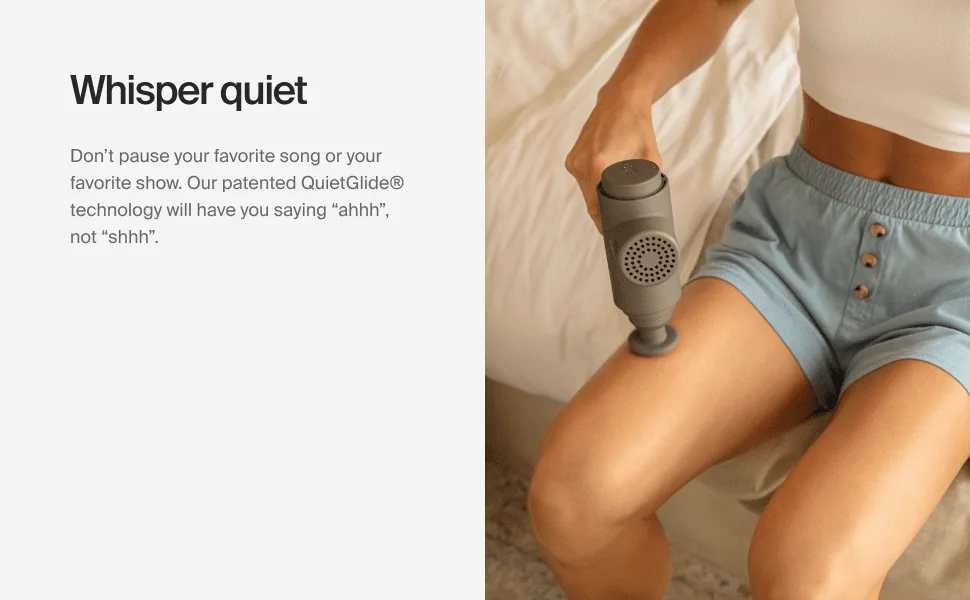 Hypervolt 2 - Featuring Quiet Glide Technology - Handheld Percussion Massage Gun | 3 Speeds, 5 Interchangeable Heads | Helps Relieve Sore Muscles and Stiffness - Whisper quiet