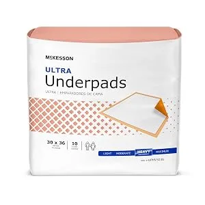 McKesson Ultra Underpads, Incontinence, Heavy Absorbency, 30 in x 36 in, 60 Count 30x36 Inch (Pack of 60) - McKesson Ultra Underpads