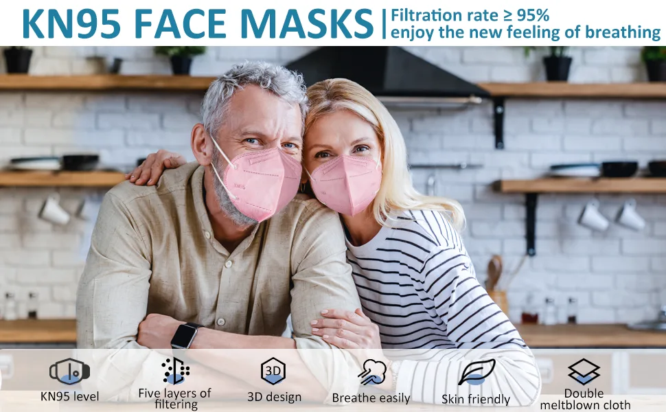 KN95 Face Masks, Eventronic Daily Protective Masks 30Pack, Pink Disposable Mask Cover for Outdoor&Home - product information 1