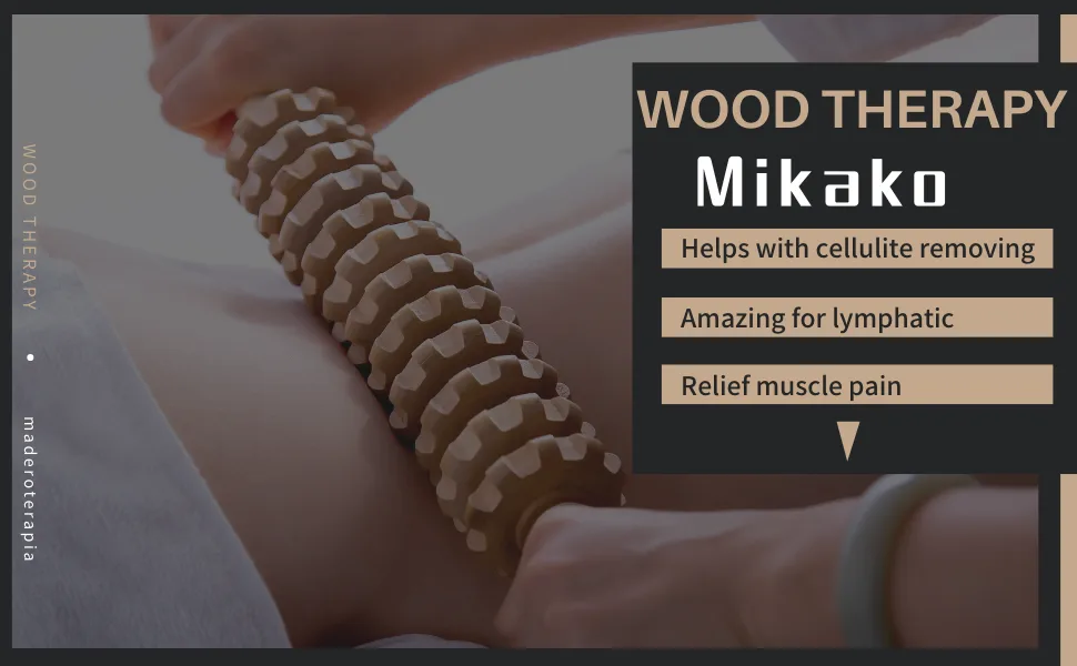 Mikako Wood Therapy Roller Massage Tools, Lymphatic Drainage Massager, Wooden Massage & Muscle Roller Stick, Handheld Cellulite Trigger Point Manual Muscle Release Roller Massager - product information 1