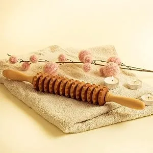 Mr. Woodware Professional Wooden Sturdy Lymphatic Drainage Straight Roller - 15.6 inch Soft Tissue Therapy - Recommended by Professionals - Drainage Straight Roller