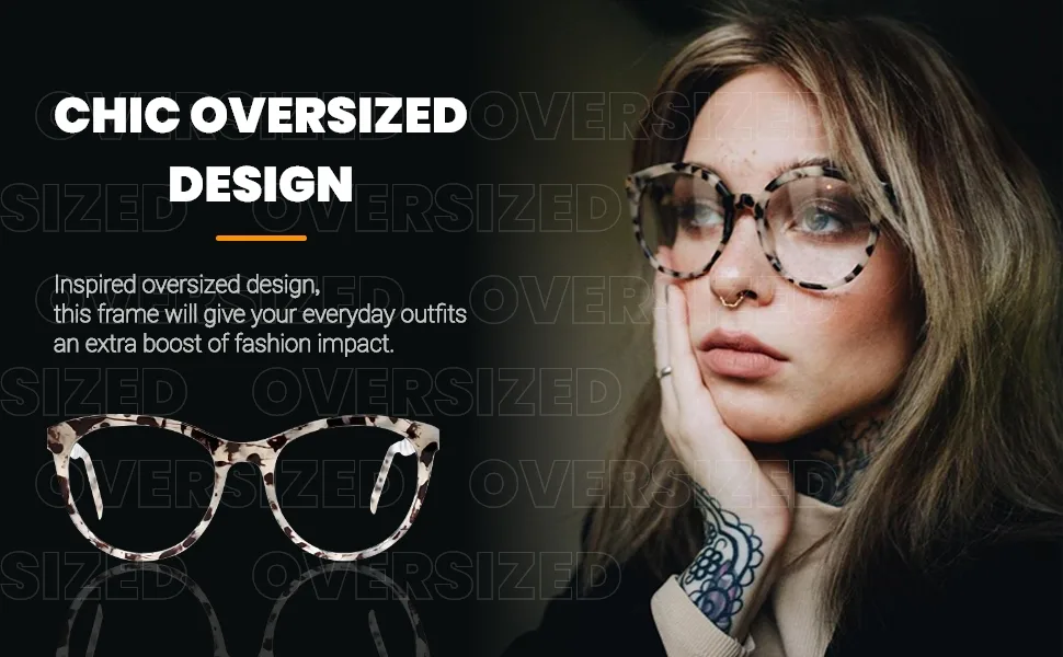 TIJN Oversized Blue Light Glasses for Women Men Large Frame Anti Eyestrain Clear Computer Gaming Blue Blocker Glasses Green - Chic oversized design