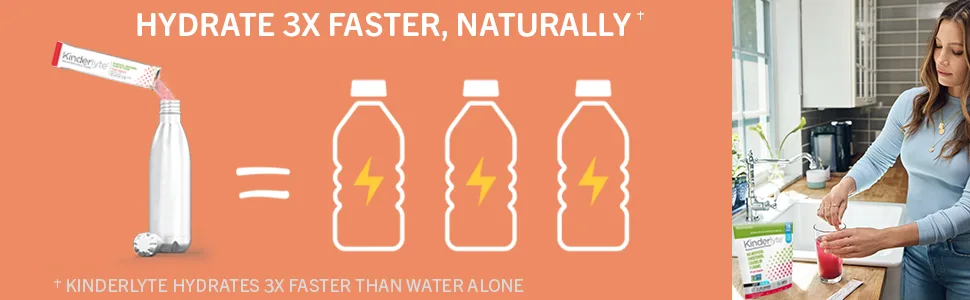 Kinderlyte Electrolyte Powder, Rapid Hydration, Easy Open Packets, Supplement Drink Mix (Fruit Punch, 16 Count) Fruit Punch 0.4 Ounce (Pack of 16) - 1 stick of kinderlyte electrolytes is 4-5 times the hydration of sports drinks