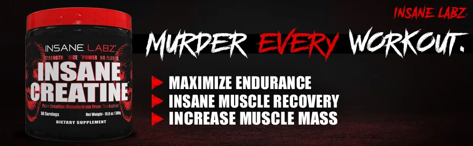 Insane Labz Insane Creatine Monohydrate Powder - Unflavored, Pre Workout, Post Workout, Strength Size Power - 60 Srvgs - insane creatine, creatine monohydrate, creatine, insane labz, on creatine, platinum creatine