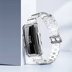 ANCOOL Compatible with Fitbit Inspire 2 Band for Women Men, Clear Wristband with Built-in Protective Case Replacement for Fitbit Inspire/Inspire HR (Black) - for inspire hr band