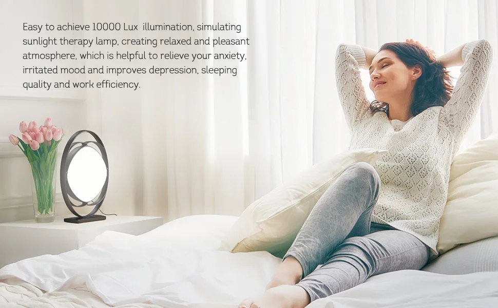 Light Therapy Lamp, ALBINA UV-Free 10000 Lux Happy Light with 3 Color Temperature Modes & Adjustable Brightness & Timer & Memory Function, Happy Lamp Therapy Light for Office/Home/Decoration (Black) - 3 Color Temperature Modes & Adjustable Brightness & Timer & Memory Function