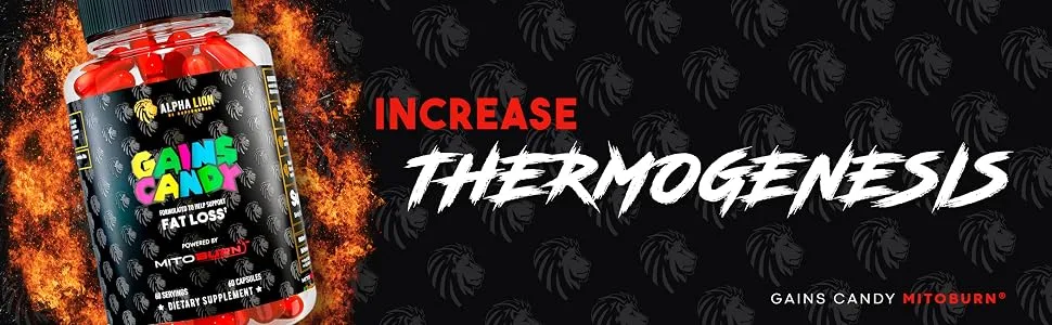 Alpha Lion Gains Candy, Upgrade Workout Performance & Endurance, 60 Capsules (Fat Loss - MitoBurn) - product information 2