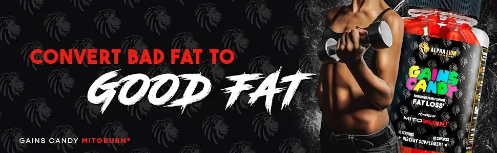 Alpha Lion Gains Candy, Upgrade Workout Performance & Endurance, 60 Capsules (Fat Loss - MitoBurn) - product information 3