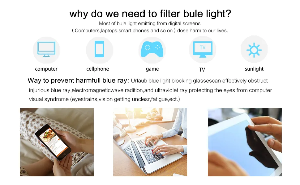 URLAUB 3 Pack Anti-Blue Light Blocking Reading Glasses, Anti Glare Computer Readers +1.5 for Women Men, Ladies Magnification Eyeglasses 1.5x - product information 4