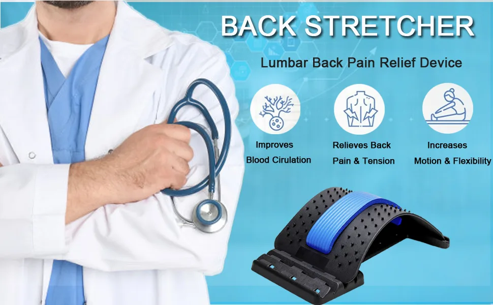Back Stretcher for Lower Back Pain Relief, Multi-Level Lumbar Support Stretcher Spinal Back Massager, Back Muscle Pain Relief Spine Cracker for Sciatica, Herniated Disc, Scoliosis, Spinal Stenosis - Back Stretcher