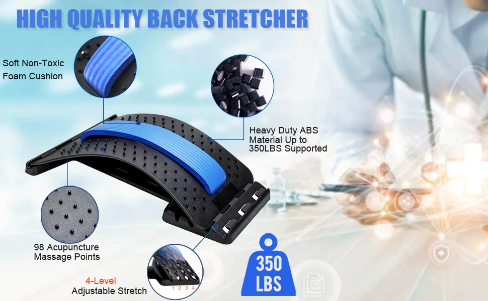 Back Stretcher for Lower Back Pain Relief, Multi-Level Lumbar Support Stretcher Spinal Back Massager, Back Muscle Pain Relief Spine Cracker for Sciatica, Herniated Disc, Scoliosis, Spinal Stenosis - back stretcher