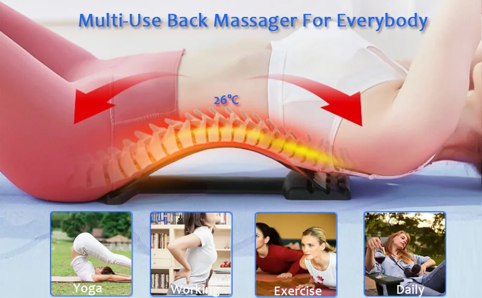 Back Stretcher for Lower Back Pain Relief, Multi-Level Lumbar Support Stretcher Spinal Back Massager, Back Muscle Pain Relief Spine Cracker for Sciatica, Herniated Disc, Scoliosis, Spinal Stenosis - Back Stretcher