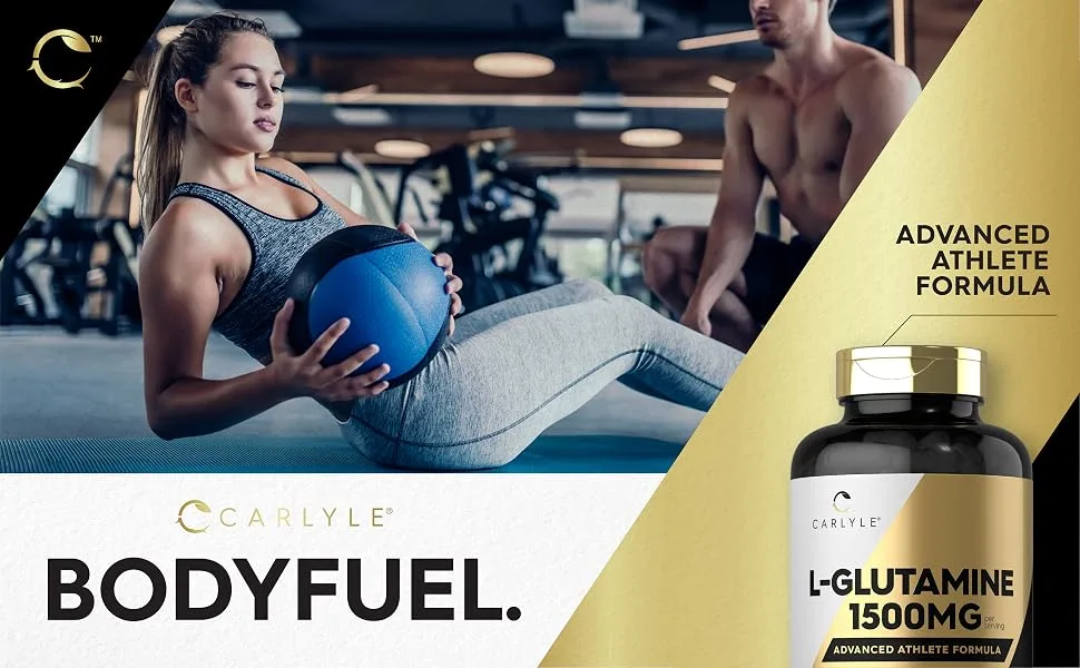 L Glutamine Capsules | 1500mg | 240 Count | Non-GMO, Gluten Free Supplement | by Carlyle - working out