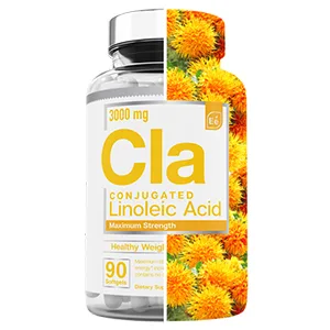 CLA Maximum Strength - Healthy Weight Management - 3000 mg 100% Pure Conjugated Linoleic Acid | Essential Elements - 90 Softgels 90 Count (Pack of 1) - Conjugated Linoleic Acid