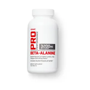 GNC Pro Performance Beta-Alanine, 120 Tablets, Supports Muscle Function - Details of GNC Pro Performance Beta-Alanine bottle