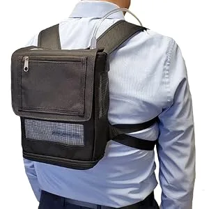 O2TOTES Lightweight Carrier for Inogen One G5 Oxygen Concentrator, Portable Oxygen Backpack with Adjustable Straps & Zippered Pockets (Black) Patented Design BACKPACK ONLY, DOES NOT CONTAIN OXYGEN - Inogen One G5 Backpack