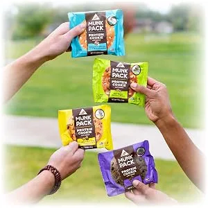 Munk Pack - Peanut Butter Chocolate Chip - Protein Cookie - 6 Pack - 18g Protein, Vegan, Gluten-Free, Soft Baked - 2.96oz - protein cookie