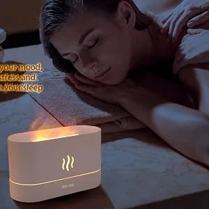 Depulat Flame Air Diffuser,Humidifier,Portable-Noiseless Aroma Diffuser for Home,Office or Yoga Essential Oil Diffuser with No-Water Auto-Off Protection(Black) - diffuser
