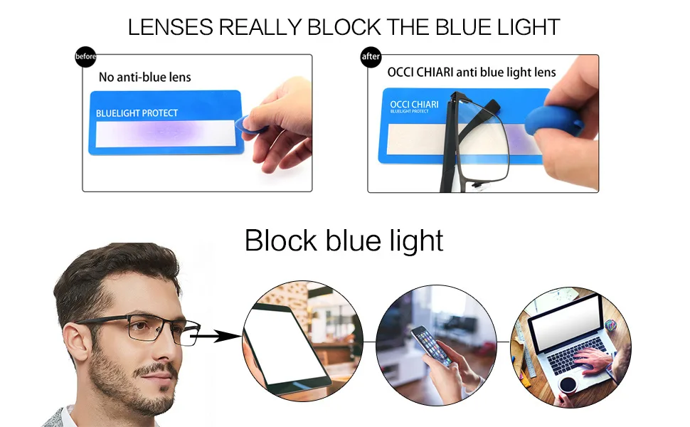 OCCI CHIARI Men's Reading Glasses Men Blue Light Blocking Computer Readers 1.0 1.25 1.5 1.75 2.0 2.25 2.5 3.0 3.5 4.0 5.0 6.0 Black 1.25 x - product information 4