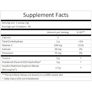 MTS Nutrition Vasky Non-Stimulant Pump Inducer - Muscle Saturating Preworkout - 30 Servings Unflavored - product information 4