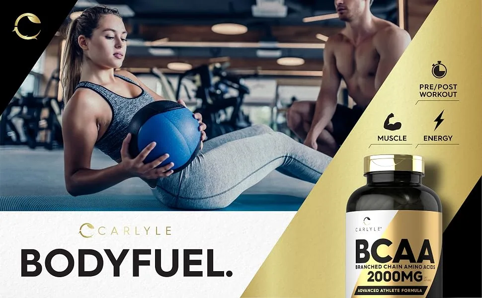 BCAA Amino Acids | 2000mg | 400 BCAA Capsules | Non-GMO, Gluten Free Branch Chain Amino Acids Supplements | by Carlyle - BodyFuel