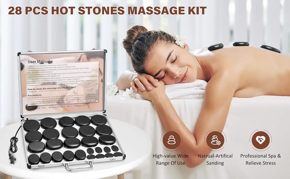 Hot Stones Massage Set 28 Piece | GoSupps.com