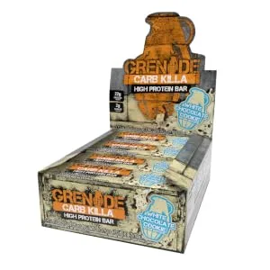 Grenade Carb Killa High Protein and Low Sugar Candy Bar, 12 X 60 g - White Chocolate Cookie - White Chocolate Cookie