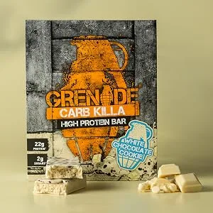 Grenade Carb Killa High Protein and Low Sugar Candy Bar, 12 X 60 g - White Chocolate Cookie - White Chocolate Cookie