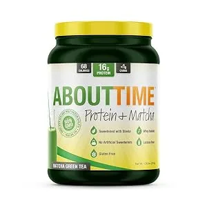 About Time Whey Isolate Protein Plus, Non-GMO, All Natural, Lactose/Gluten Free, 16g of Protein Per Serving (Matcha Green Tea) Matcha (Green Tea) - Product Render