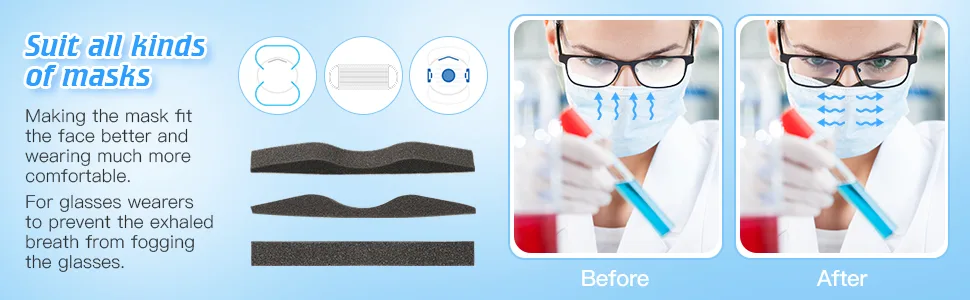 Microfiber Memory Foam Anti-Fog Nose Bridge Pads Self-Adhesive Protection Strip Seal Nose Cushion Sponge Nose Bridge Pads (12) - product information 6