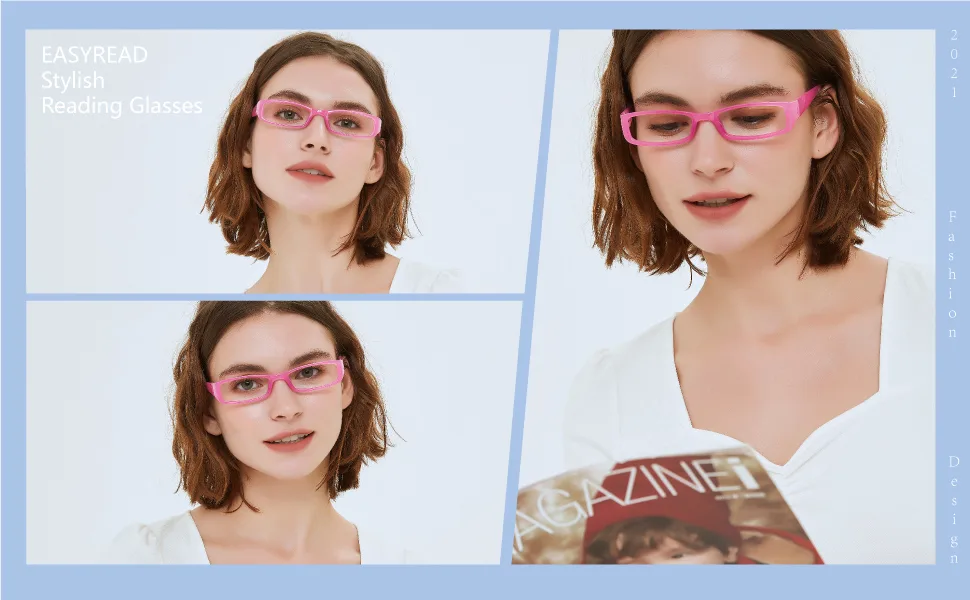 EASY READ 4 Pack Fashion Rectangular Reading Glasses for Women, Spring Hinge Ladies Elegant Readers, Colorful Eyeglasses Frames, +2.5 Mix Color 2.5 x - Fashion Readers womens Spring Hinge