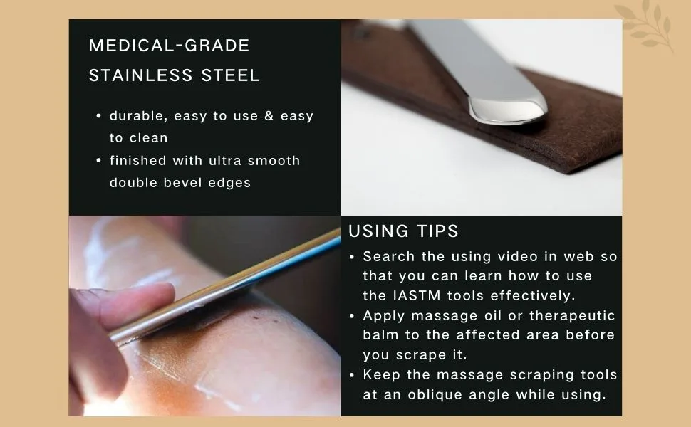 Gua Sha Massage Tools, Stainless Steel Scraping Tool, IASTM Tools, Myofascial Scraping Tools for Physical Scar Tissue and Soft Tissue Treatment - guasha scraping tool