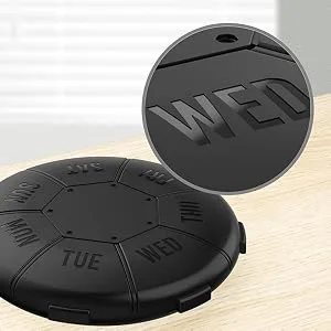 Small Pill Organizer Weekly (2 Pack), Barhon 7 Day Daily Pill Box Cases, 2 Weeks Portable Medicine Container for Vitamin Fish Oil Supplements Black - small pill organizer