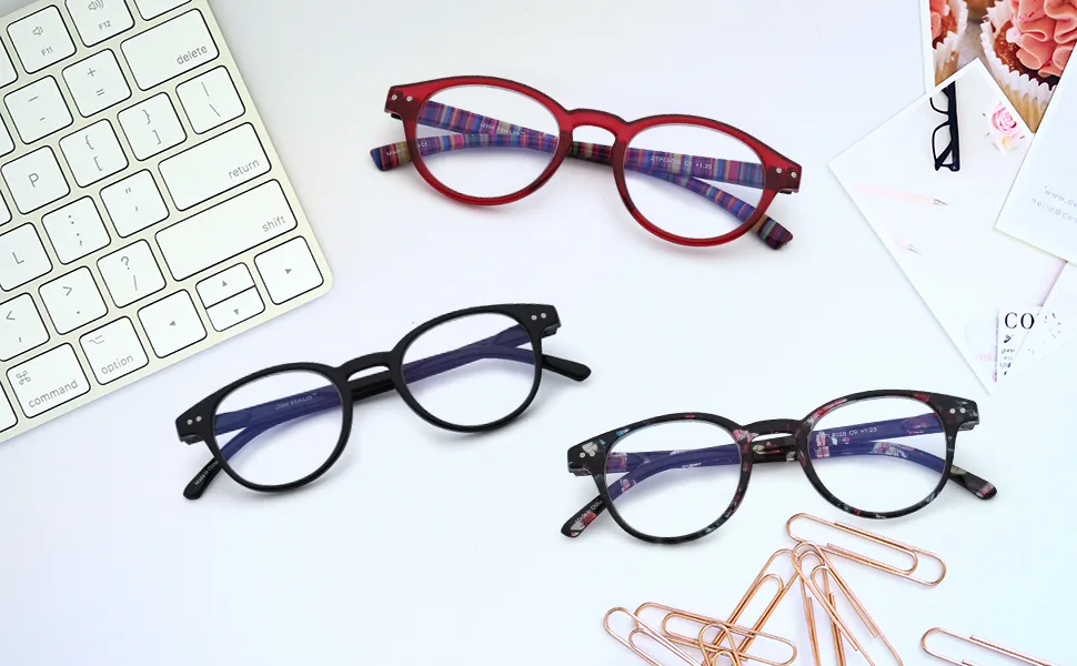 Anti Blue Light Retro Spring Hinge Round Computer Reading Glasses Gaming Readers Reduce Eye Fatigue +0.0 Shiny Black Black 0.0 x - anti blue light