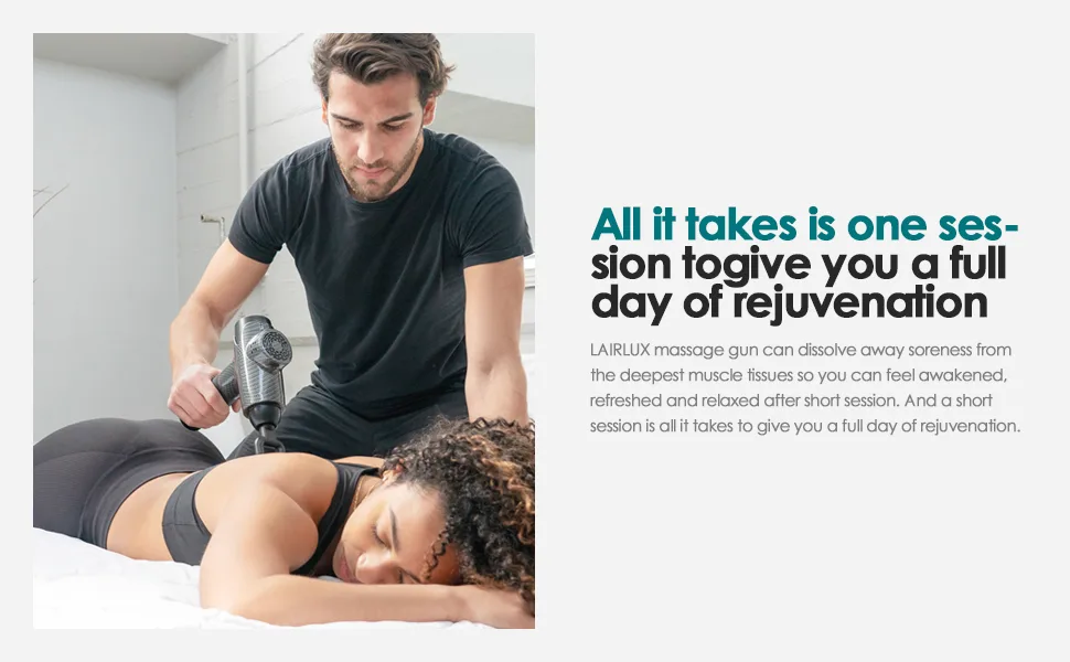 LAIRLUX Massage Gun - Deep Tissue Massager Gun for Muscle Fatigue Relief - Percussion Massage Gun - Model EM-03Pro Carbon - massage gun deep tissue