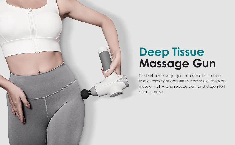 LAIRLUX Massage Gun - Deep Tissue Massager Gun for Muscle Fatigue Relief - Percussion Massage Gun - Model EM-03 Pro White - massage gun
