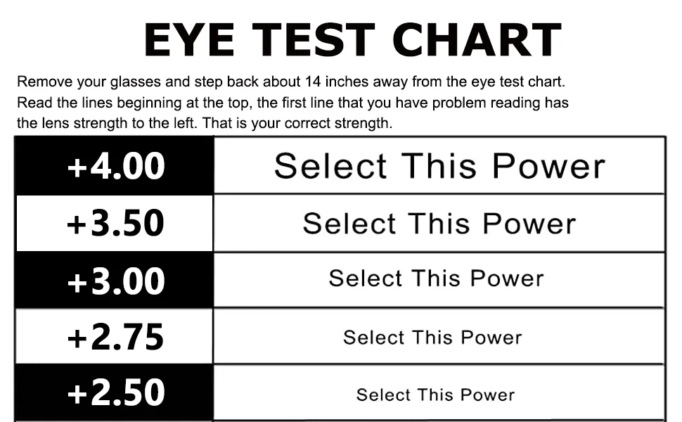 Reading Glasses for Women Men 2.0 Stylish Mens Readers 5 Pack Include Sunglasses Reader with Spring Hinge in Assorted Colors 5 Pcs Mix Color 2.0 x - test chart 1