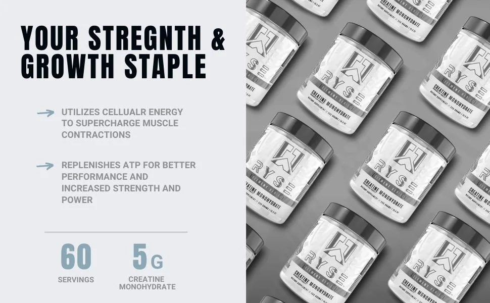 RYSE Element Series Creatine Monohydrate | Increase Lean Muscle Mass | Improve Strength & Power | Reduce Fatigue | Perform Better | 60 Servings - Ryse Creatine