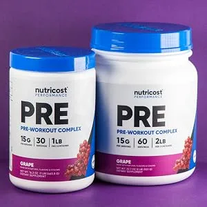 Nutricost Pre-Workout Complex Powder Fruit Punch (60 Serv) - Nutricost Preworkout Pre workout grape flavor 30 servings 60 servings